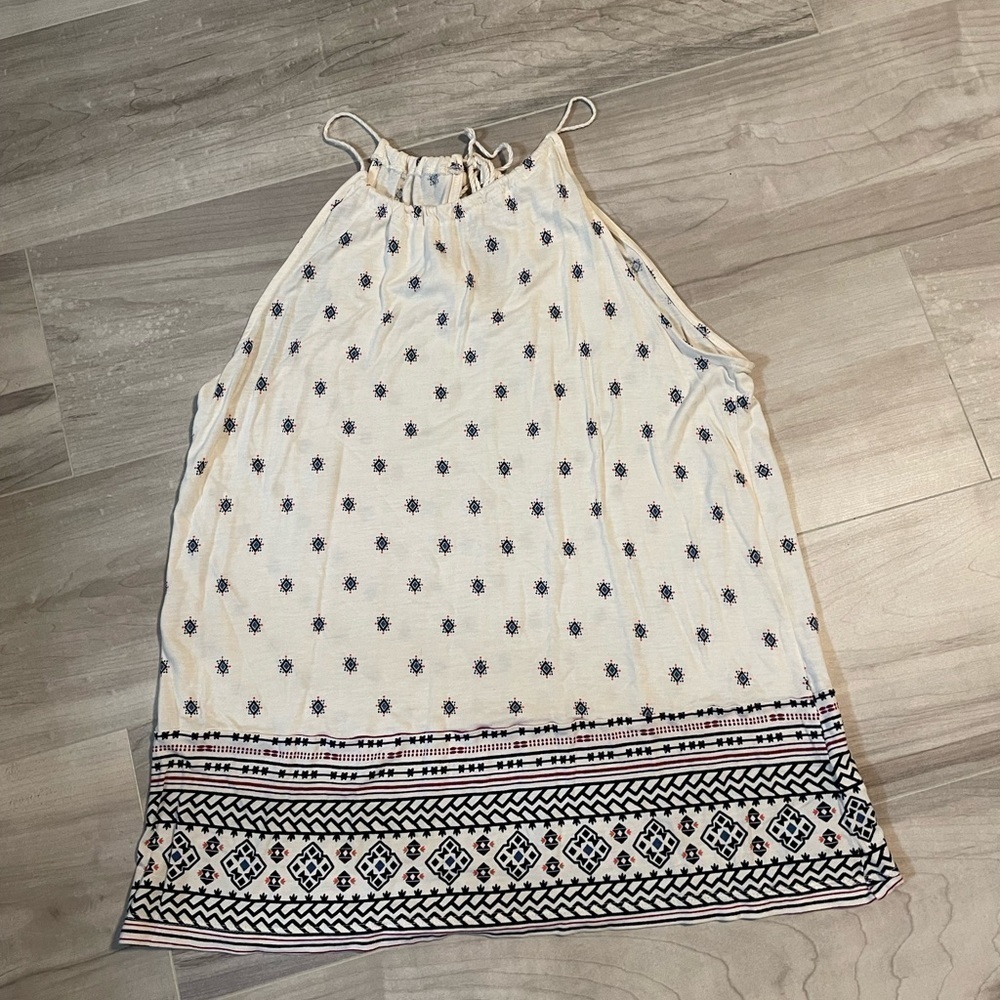 Old Navy White & Black Multicolored Patterned Tank Top ~ Size Medium